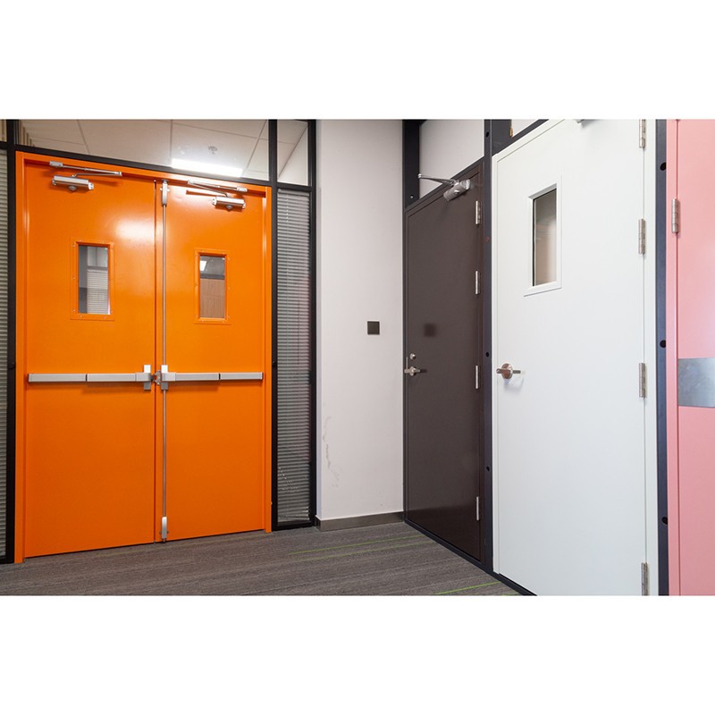 double steel fire rated door with window glass
